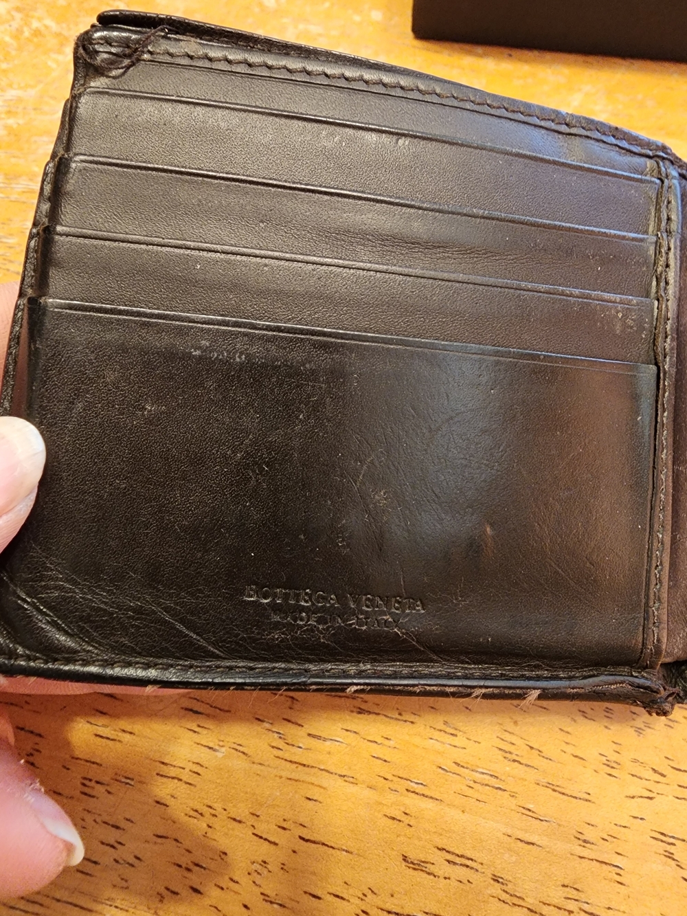 Bottega Veneta Intrecciato bifold wallet Dark Brown woven Leather Design - Picture 11 of 16